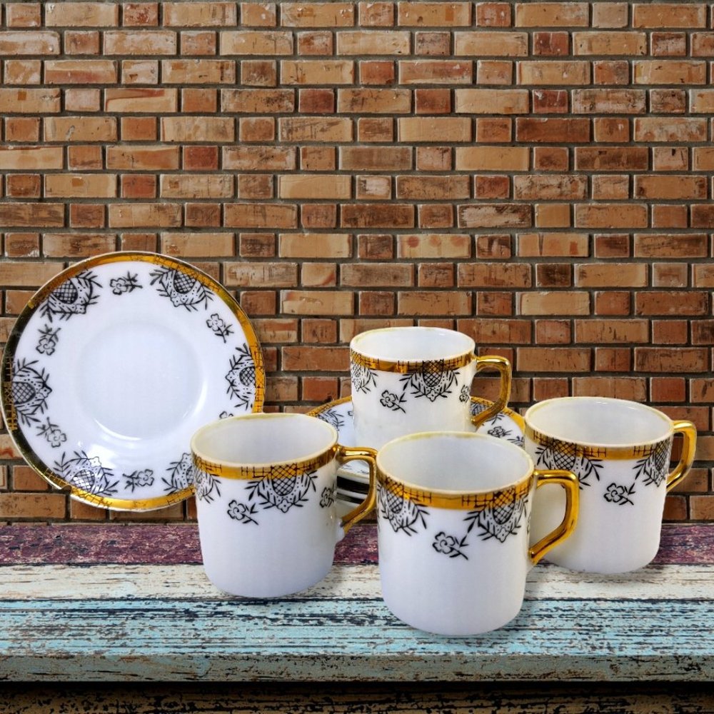 Espresso Coffee Demi Cup Giftbox Set-1945-Japan Bone China Classic Black/White